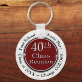 Maroon White Cheap 40e High School Reunion Ideeën Sleutelhanger (Voorkant)