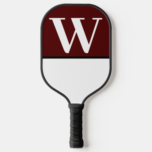 Maroon & White College Team Kleuren Monogram Pickleball Paddle (Voorkant)