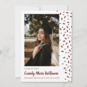 Maroon White Confetti Afstuderen Aankondiging (Voorkant)