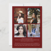 Maroon White Confetti Afstuderen Aankondiging (Achterkant)