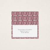 Maroon White Crochet Lace Pattern Business Card (Dos)