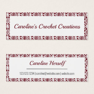 Maroon White Crochet Lace Pattern Business Card