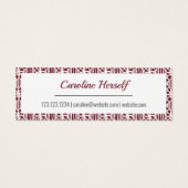 Maroon White Crochet Lace Pattern Business Card (Dos)
