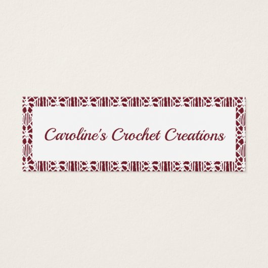 Maroon White Crochet Lace Pattern Business Card (Devant)