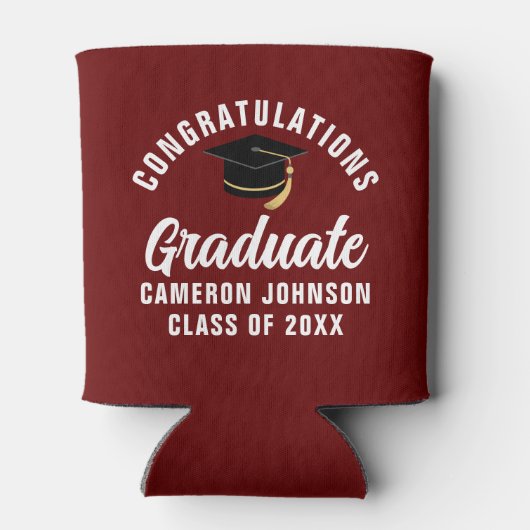Maroon White Custom 2025 Afstudeerfeest Blikjeskoeler (Achterkant)