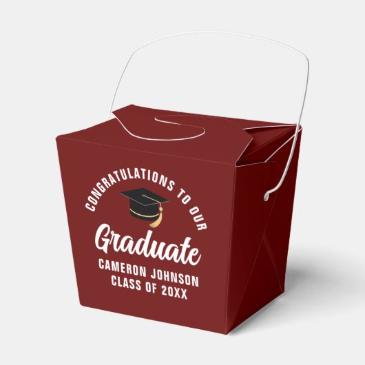 Maroon White Custom 2025 Graduation Party Fortune Bedankdoosjes (Voorkant Zijde)