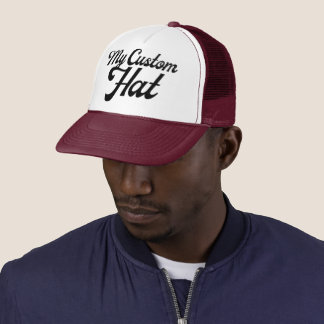MAROON & WHITE Custom Trucker Hat Mesh Cap Blank Pet
