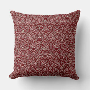 Maroon & White Damask Pillow Kussen