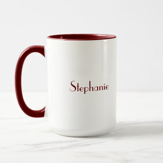 Maroon White Elegant Custom Name Moederdag Gift Mok (Links)