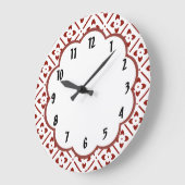 Maroon White Floral Retro Pattern Wall klok (Hoek)