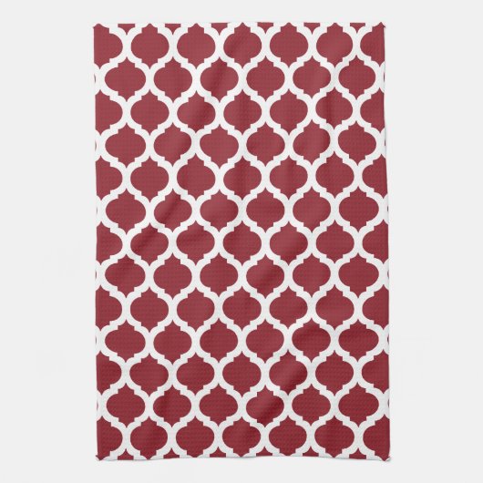 Maroon & White Moroccan Theedoek (Verticaal)