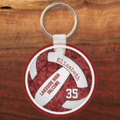 Maroon White-schoolkleuren aangepaste naam volleyb Sleutelhanger (Voorkant)