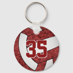 Maroon White-schoolkleuren aangepaste naam volleyb Sleutelhanger