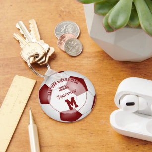 Maroon White Soccer Team Cadeaus kinder Sport Sleutelhanger