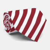 Maroon & White Striped Mannen Stropdas (Opgerold)