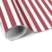 Maroon & White Striped Pattern Cadeaupapier (Rol Hoek)