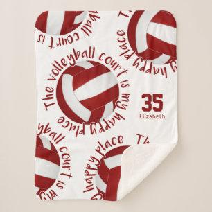 maroon white volleyball court happy place sherpa deken