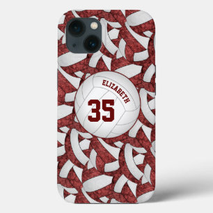 maroon white volleyball team kleuren aangepaste me iPhone 13 hoesje