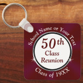 Maroon, wit, 50e high school reünie Souvenirs Sleutelhanger (Voorkant)