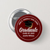 Maroon Wit Afstuderen Custom Afstuderen Keepsake Ronde Button 5,7 Cm (Voorkant /achterkant)