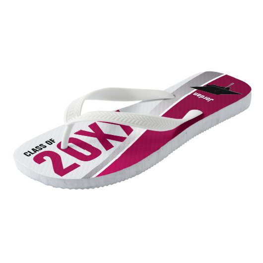 maroon & wit Afstuderen Teenslippers (Schuin)