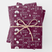 Maroon, wit en grijs cadeaupapier voor het verpakk (In situ)