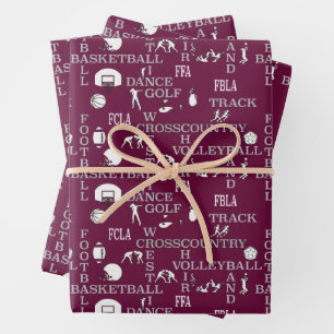 Maroon, wit en grijs cadeaupapier voor het verpakk