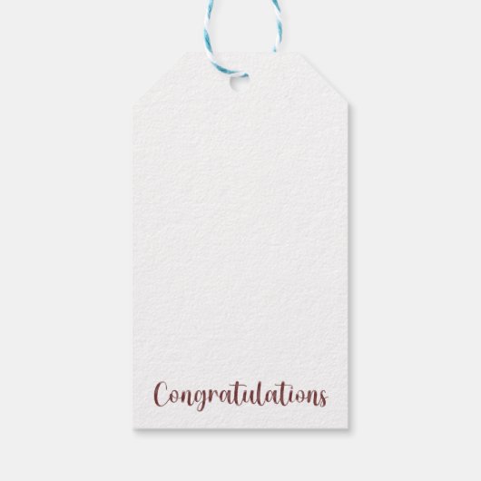 Maroon & Wit Gefeliciteerd Label Set Cadeaulabel (Achterkant)