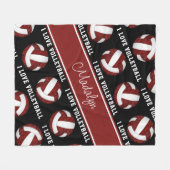 maroon wit Ik hou van volleybaltekstzin Fleece Deken (Voorkant (Horizontaal))