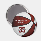 maroon wit team kleuren jongens basketbal magneet (Voorkant / Achterkant)