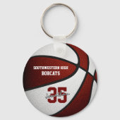 maroon wit team kleuren jongens basketbal sleutelhanger (Achterkant)