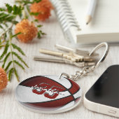 maroon wit team kleuren jongens basketbal sleutelhanger (Voorkant Rechts)