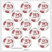 maroon wit team kleuren jongens voetbal sticker (Vel)