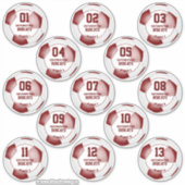 maroon wit team kleuren jongens voetbal sticker (Voorkant)