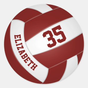 maroon wit team kleuren jongens volleyball ronde sticker