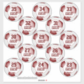 Maroon Wit Team Kleuren kinder Voetbal Set van 13 Sticker (Vel)