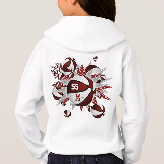 maroon wit team kleuren meiden basketballen (Achterkant)