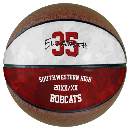 maroon wit team kleuren meisjes herdenking basketbal (Voorkant)