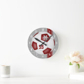 maroon wit team kleuren varisity streping soccer ronde klok (Huis)