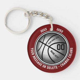 Maroon, wit, zilver Aangepast Basketball-Sleutelha Sleutelhanger
