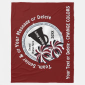 Maroon, Wit, Zwart Custom Cheer Dekens (Voorkant)