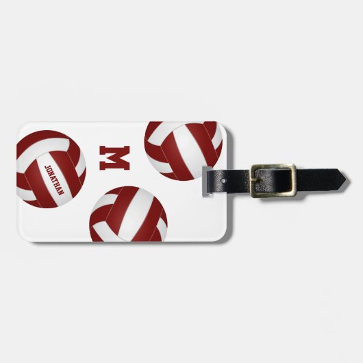 maroon witjongens volleybalreisteam bagagelabel (Voorkant horizontaal)