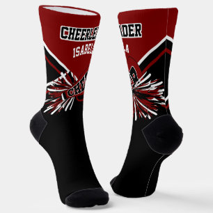 Maroon, witte en zwarte Cheerleader Socks Sokken