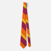 Maroon Yellow & Oranje Broad University Stripe Stropdas (Voorkant)