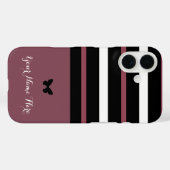 Maroon zwart en wit horizontale strepen Case-Mate iPhone case (Achterkant (horizontaal))
