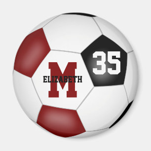 Maroon zwart gepersonaliseerde voetbalteam kleuren magneet