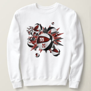 maroon zwart team kleuren meisjes basketballen trui