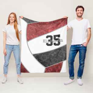 Maroon zwart volleybal meisjes naam jersey nummer fleece deken