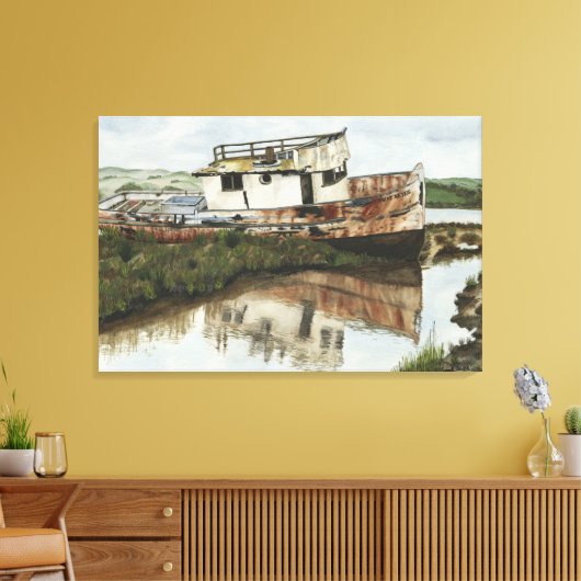 Marooned Ship Waterverf Canvas Afdruk (Insitu (Woonkamer))