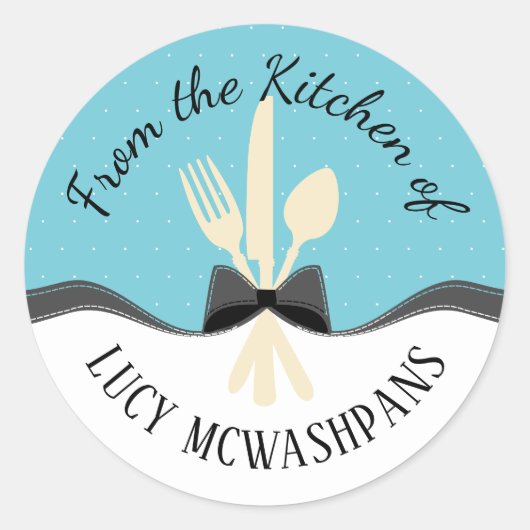 marque cadeau autocollant couleur fourche couteau (Devant)